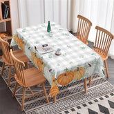 Lofaris Pumpkins Leaves Repeat Grey Plaid Tablecloth For Decor